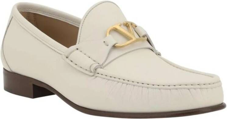 Valentino Garavani Moderne leren loafers met VLogo-plaque Beige Heren