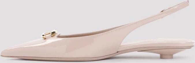 Valentino Garavani Nude Leren Ballerina Elegante Stijl Pink Dames