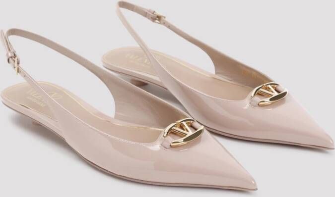 Valentino Garavani Nude Leren Ballerina Elegante Stijl Pink Dames