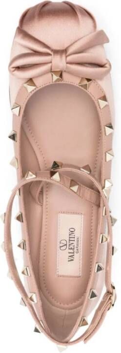 Valentino Garavani Nude Satin Studded Ballet Flats Pink Dames