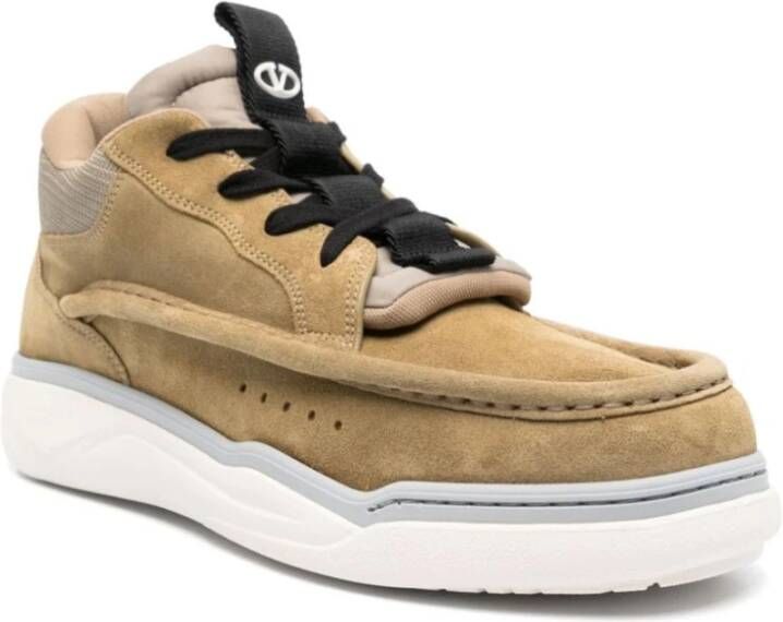 Valentino Garavani Olijfgroene Suède Veterschoenen Beige Heren