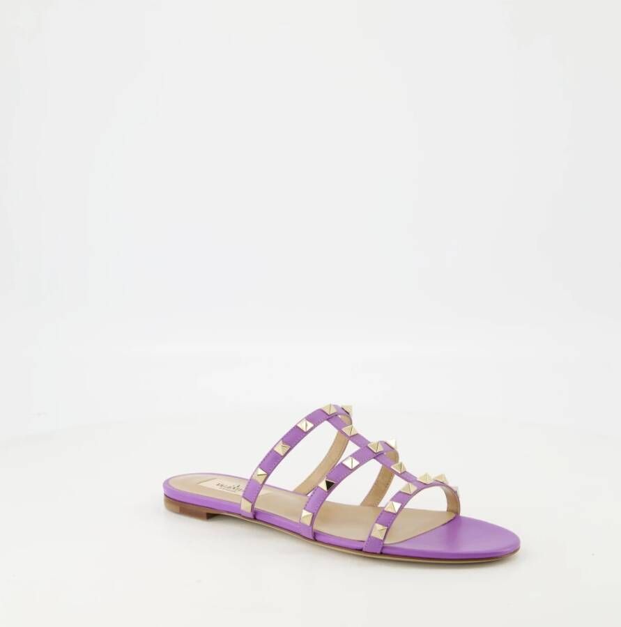 Valentino Garavani Paarse leren Rockstud sandalen Purple Dames