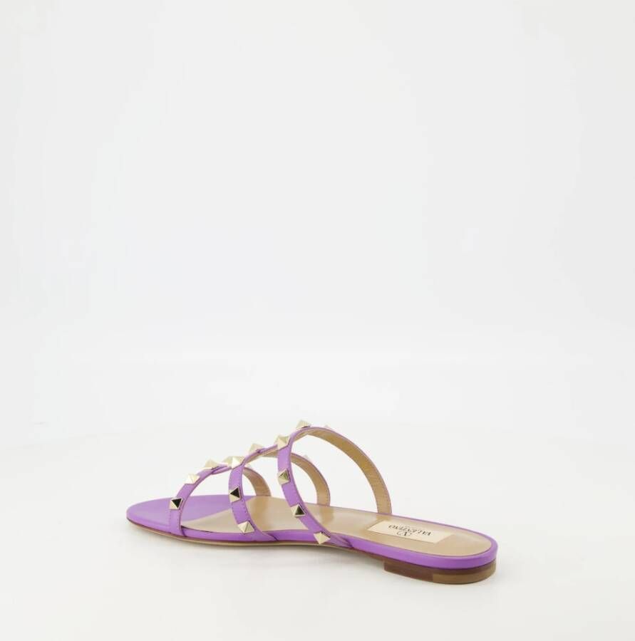 Valentino Garavani Paarse leren Rockstud sandalen Purple Dames