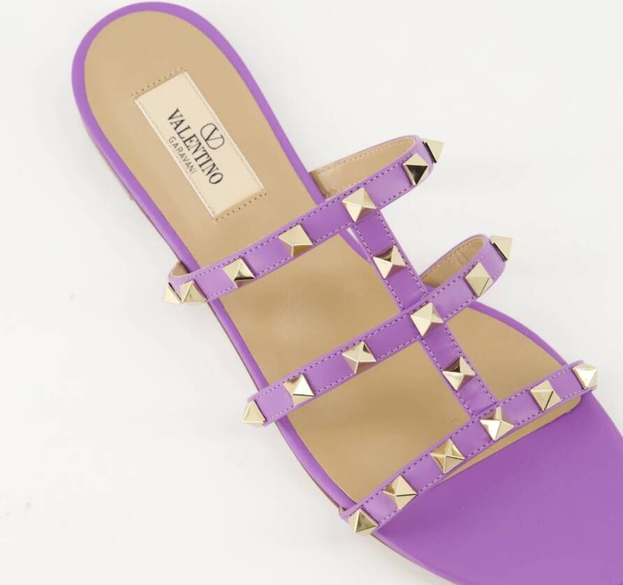 Valentino Garavani Paarse leren Rockstud sandalen Purple Dames