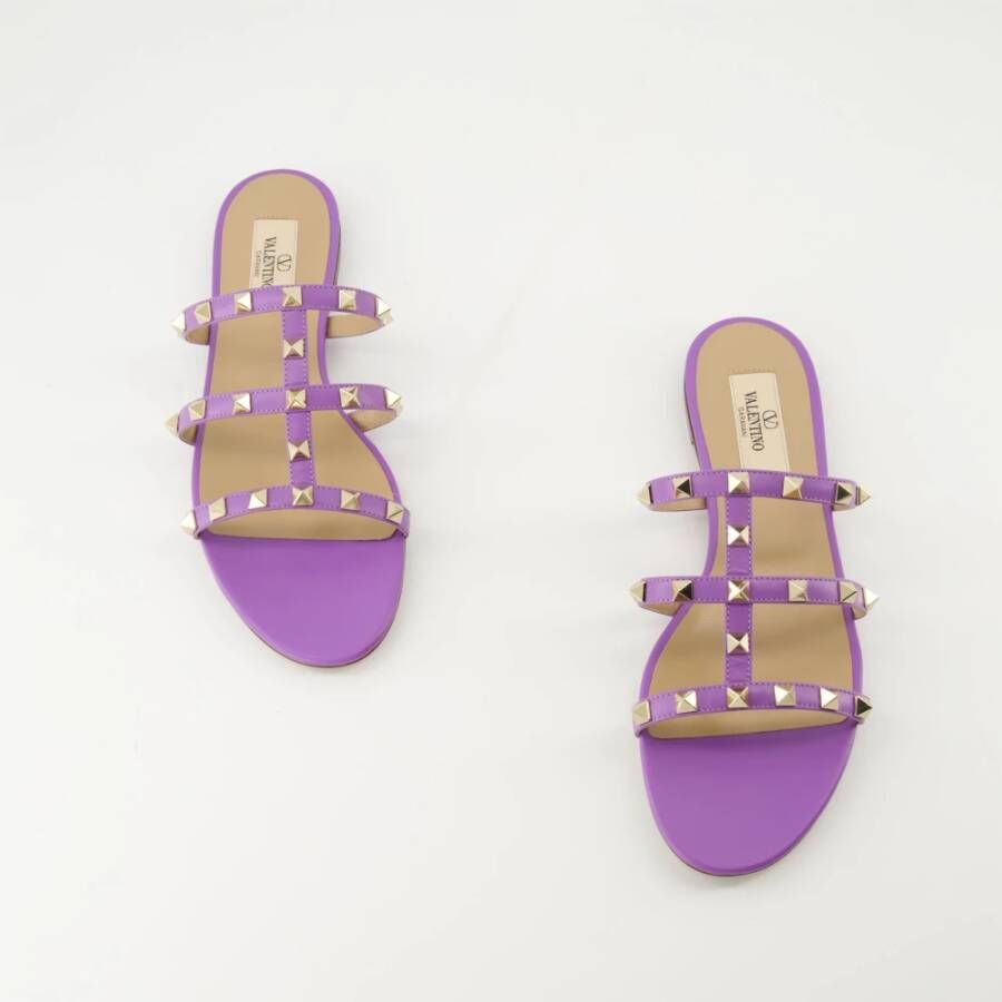 Valentino Garavani Paarse leren Rockstud sandalen Purple Dames