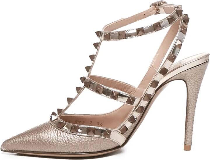 Valentino Garavani Platinum Kalfsleren Hak Décolleté Gray Dames