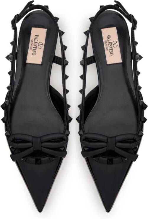 Valentino Garavani Platte schoenen met strikdetail en Rockstud Black Dames