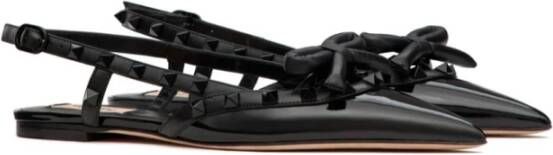 Valentino Garavani Platte schoenen met strikdetail en Rockstud Black Dames