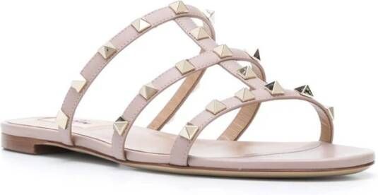 Valentino Garavani Poederroze Rockstud Kooi Sandalen Pink Dames