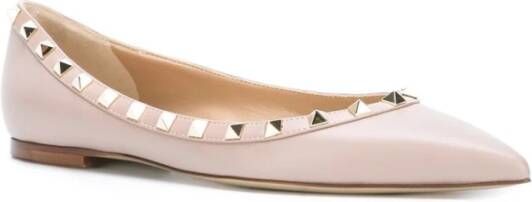 Valentino Garavani Poederroze Rockstud Platte Schoenen Pink Dames