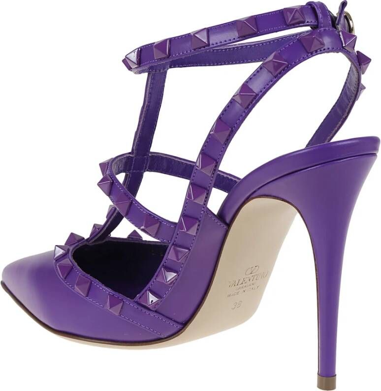 Valentino Garavani Elektrisch Violet Rockstud Hoge Hak Sandalen Paars Dames