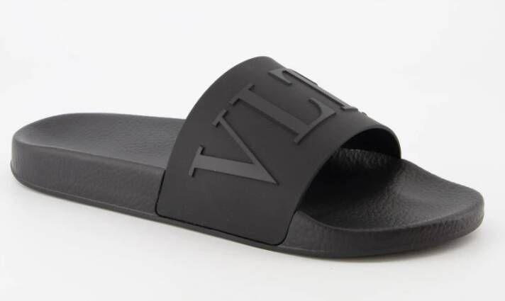 Valentino Garavani Reliëf Logo Rubber Sliders Black Heren