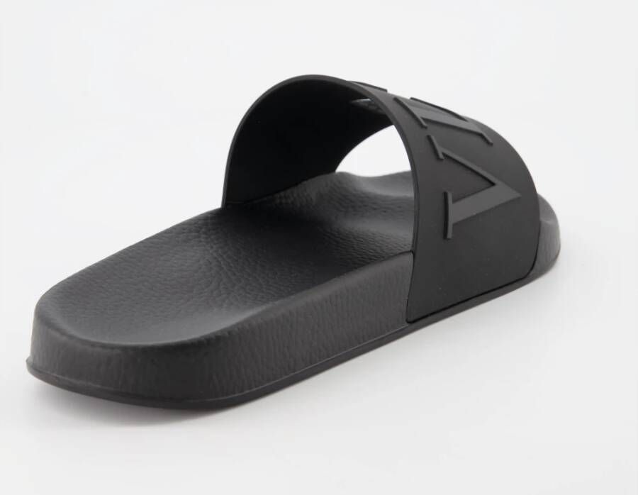 Valentino Garavani Reliëf Logo Rubber Sliders Black Heren