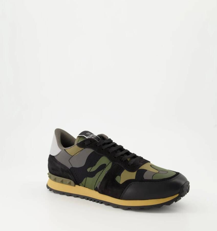 Valentino Garavani Rockrunner Baskets Groene Leren Sneakers Multicolor Heren