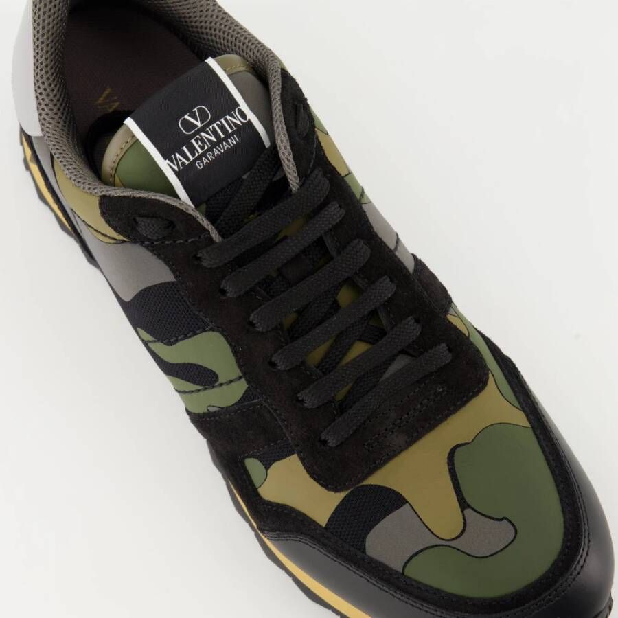 Valentino Garavani Rockrunner Baskets Groene Leren Sneakers Multicolor Heren