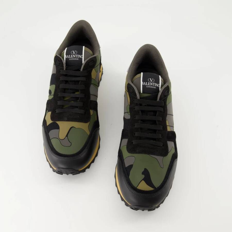 Valentino Garavani Rockrunner Baskets Groene Leren Sneakers Multicolor Heren