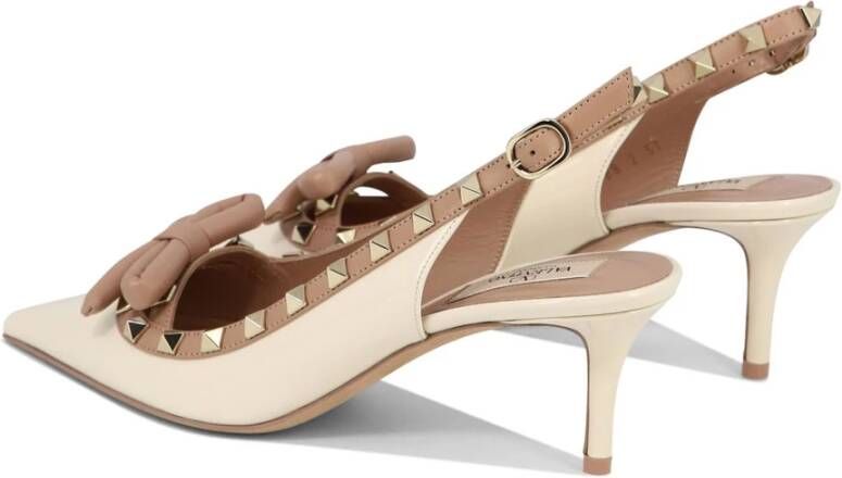 Valentino Garavani Rockstud Bow Slingback Pumps Beige Dames