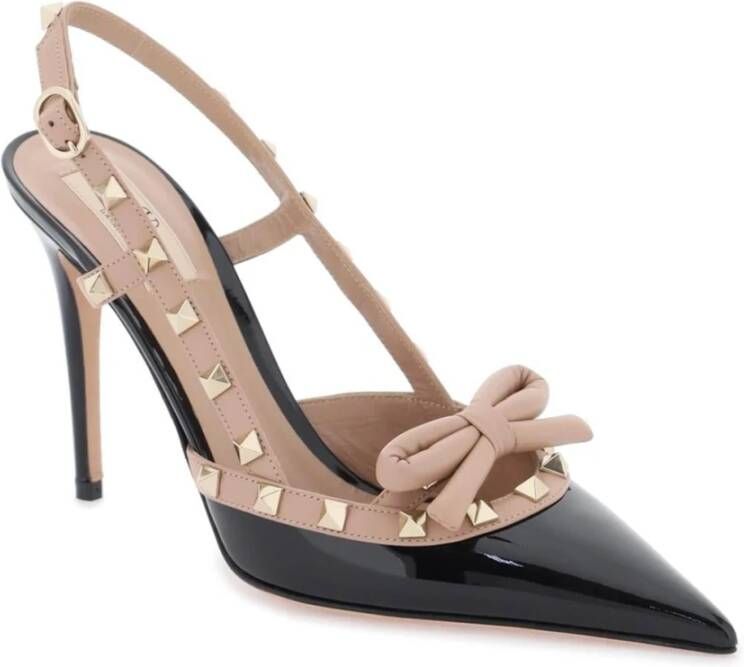 Valentino Garavani Studded Bow Slingback Pumps Black Dames