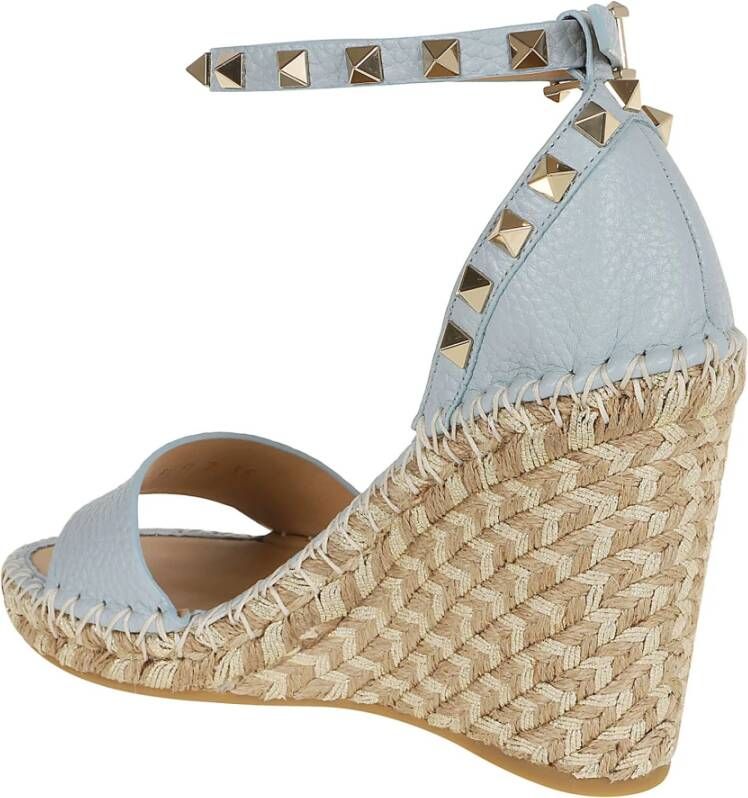 Valentino Garavani Rockstud Double T Sleehak Espadrilles Beige Dames