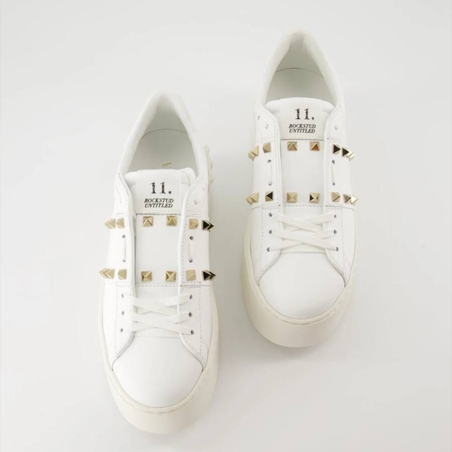 Valentino Garavani Rockstud Flatform Sneakers Wit Leer White Dames