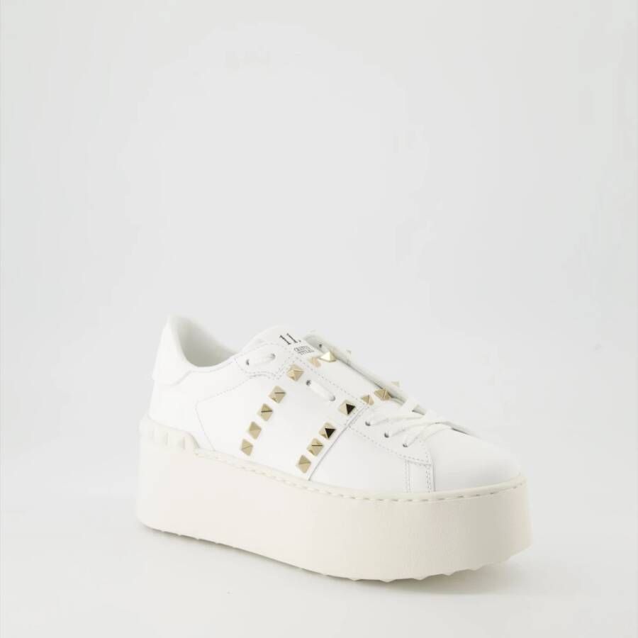 Valentino Garavani Rockstud Flatform Sneakers Wit Leer White Dames