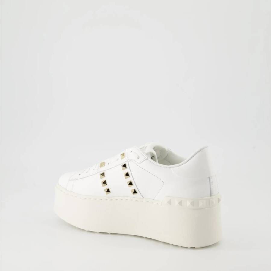 Valentino Garavani Rockstud Flatform Sneakers Wit Leer White Dames