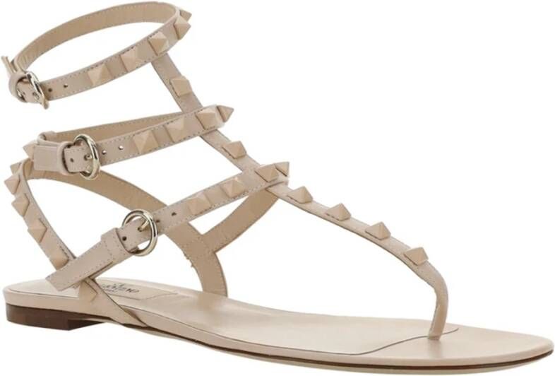 Valentino Garavani Rockstud Flip-Flop Sandalen Vrouwen Leer Pink Dames