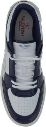 Valentino Garavani Rockstud Geëtst Kalfsleren Vetersneakers Blue Heren