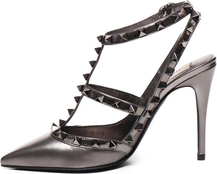 Valentino Garavani Rockstud Gelamineerde leren hakken Antrachite Gray Dames