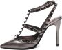 Valentino Garavani Rockstud Gelamineerde leren hakken Antrachite Gray Dames - Thumbnail 4