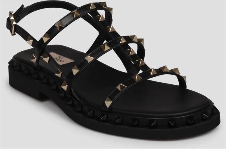 Valentino Garavani Rockstud Kalfsleren Sandaal Black Dames