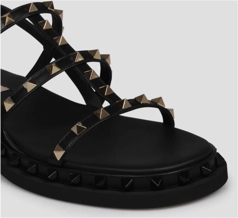 Valentino Garavani Rockstud Kalfsleren Sandaal Black Dames