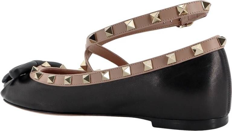 Valentino Garavani Rockstud Leren Ballerina's Black Dames