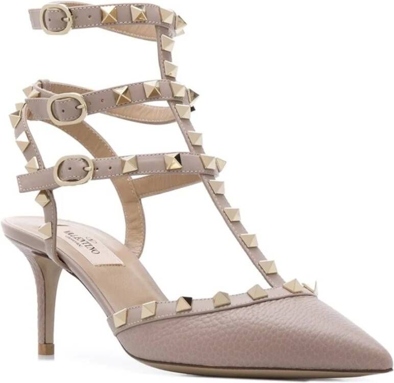 Valentino Garavani Rockstud Leren Pumps Vrouwen Italië Beige Dames