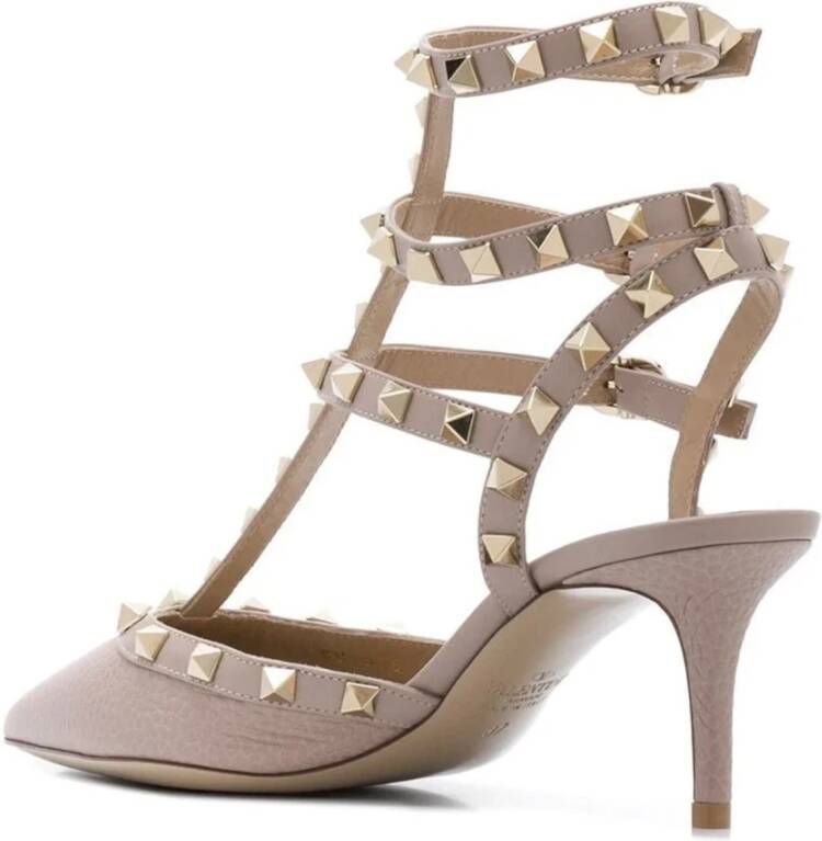 Valentino Garavani Rockstud Leren Pumps Vrouwen Italië Beige Dames