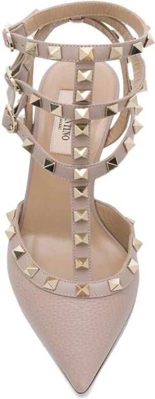 Valentino Garavani Rockstud Leren Pumps Vrouwen Italië Beige Dames