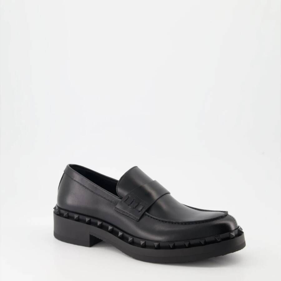 Valentino Garavani Rockstud Slip-On Leren Loafers Black Heren