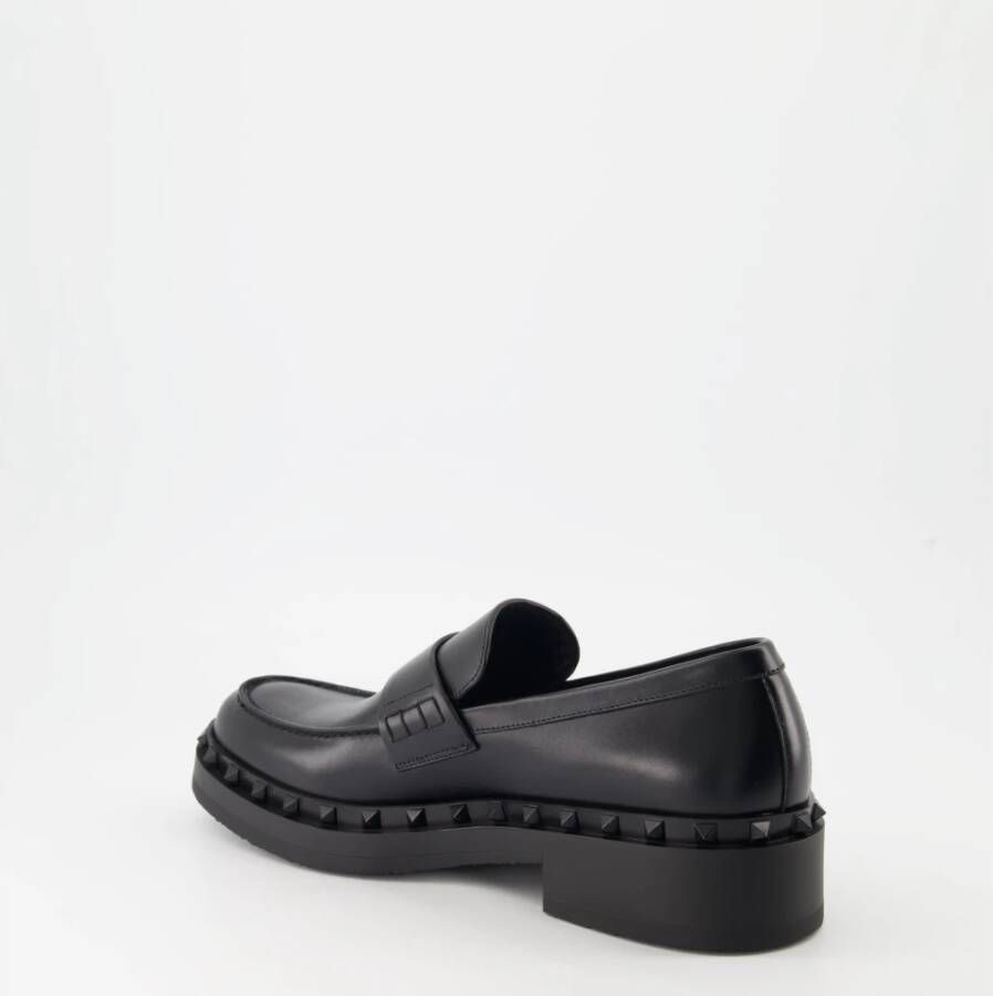 Valentino Garavani Rockstud Slip-On Leren Loafers Black Heren