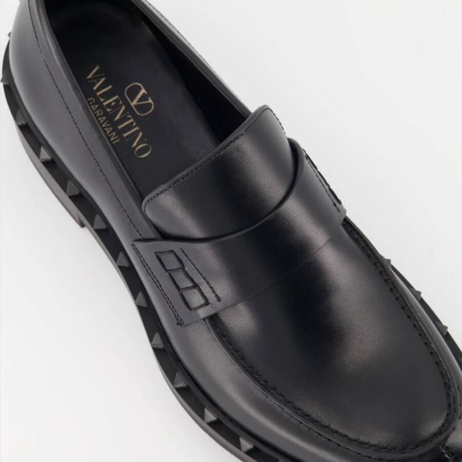 Valentino Garavani Rockstud Slip-On Leren Loafers Black Heren