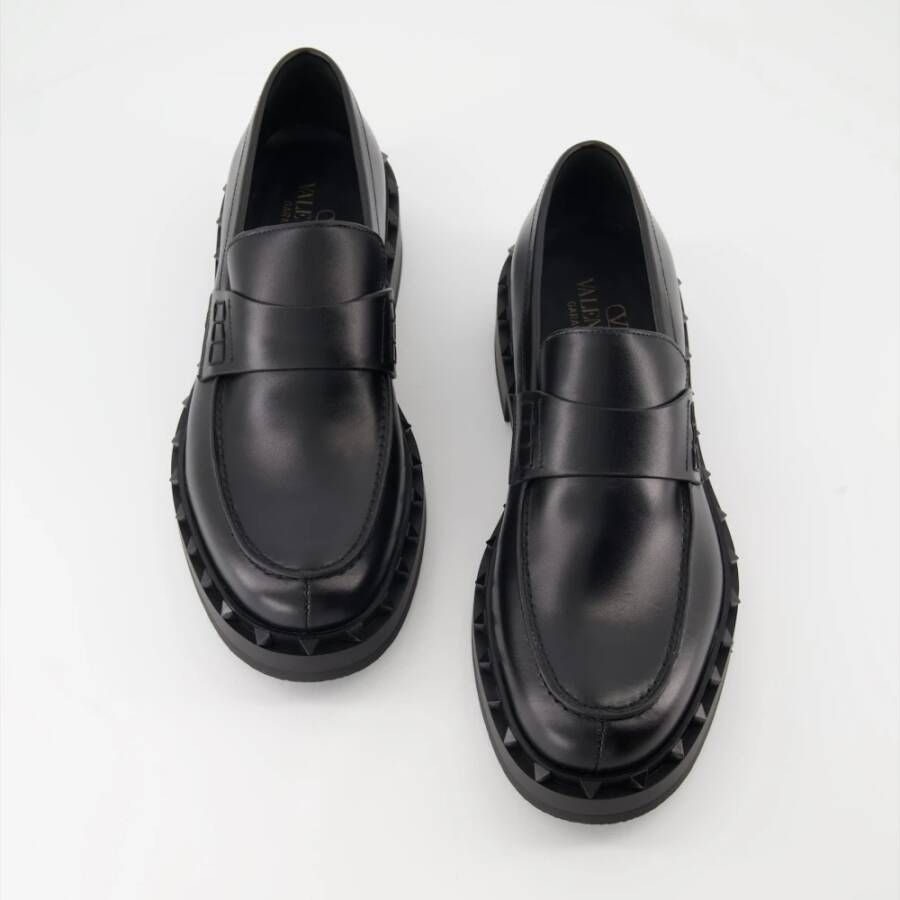 Valentino Garavani Rockstud Slip-On Leren Loafers Black Heren