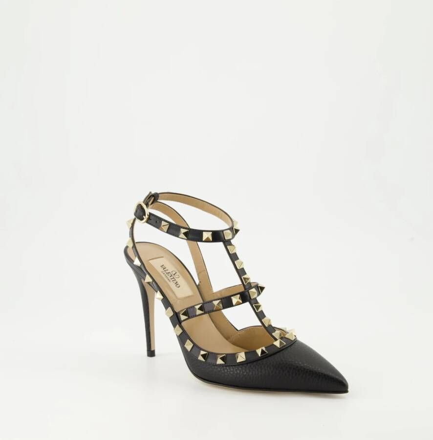 Valentino Garavani Rockstud Zwarte Leren Hakken Black Dames