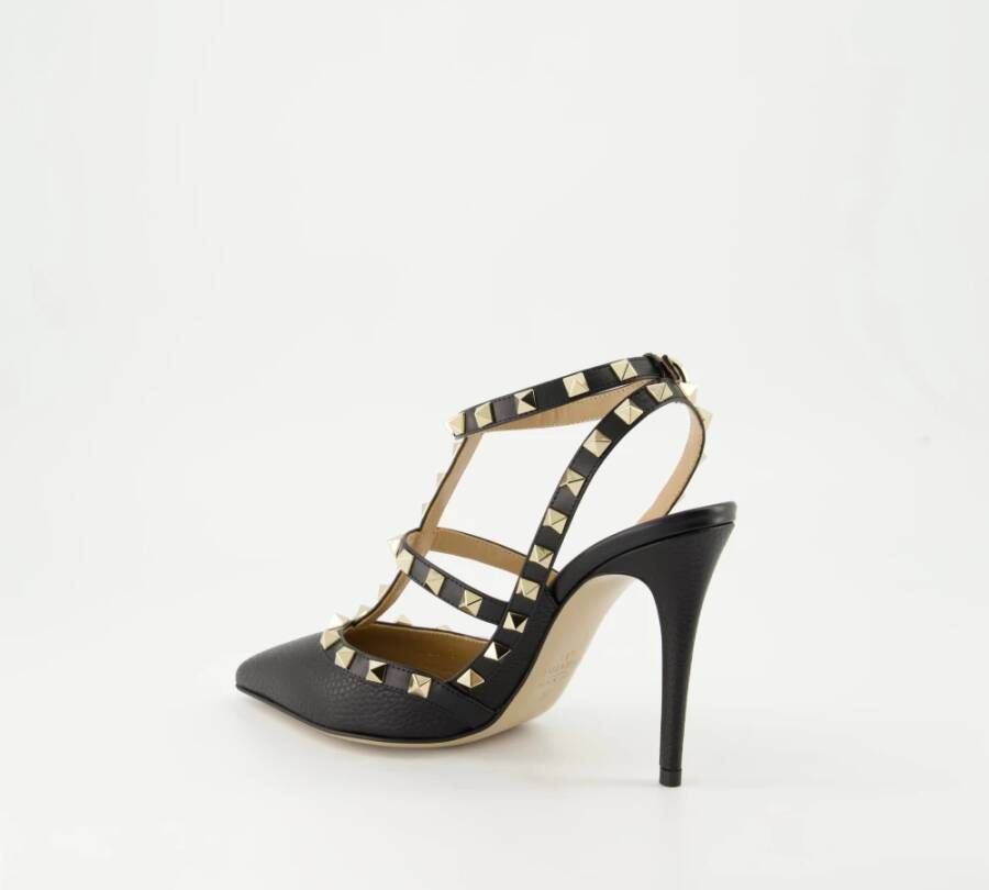 Valentino Garavani Rockstud Zwarte Leren Hakken Black Dames