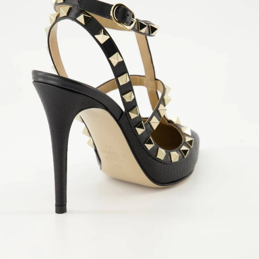 Valentino Garavani Rockstud Zwarte Leren Hakken Black Dames