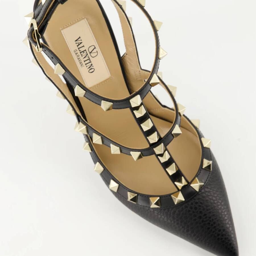 Valentino Garavani Rockstud Zwarte Leren Hakken Black Dames