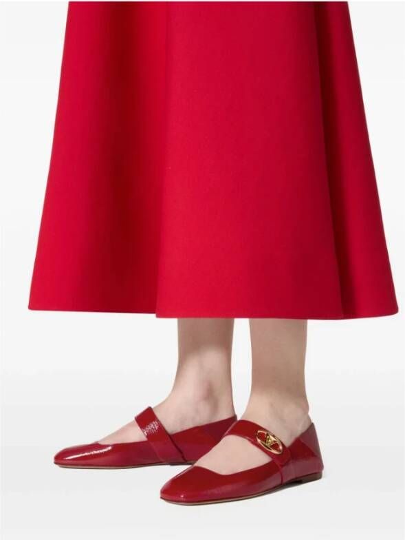 Valentino Garavani Rode platte schoenen met VLogo-band Red Dames