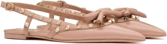 Valentino Garavani Rose Pink Rockstud Platte Schoenen Pink Dames