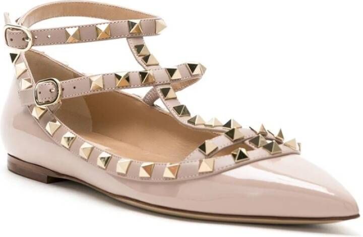 Valentino Garavani Roze Leren Studded Ballet Flats Pink Dames