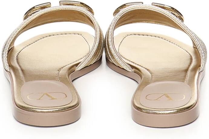 Valentino Garavani Gouden Slide Sandalen met VLogo Accessoire Yellow Dames