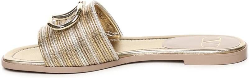 Valentino Garavani Gouden Slide Sandalen met VLogo Accessoire Yellow Dames