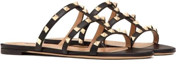 Valentino Garavani Slides Sandalen Zwart Leer Black Dames